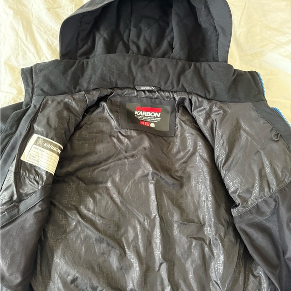 Karbon Boys Size 10 Black and Blue Hooded Jacket - Picture 2 of 12
